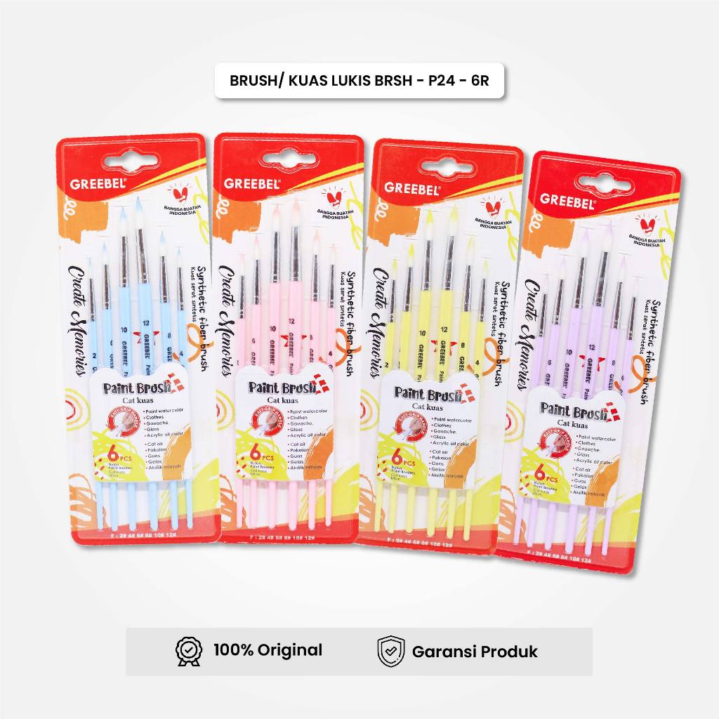 

GREEBEL Kuas Lukis Paint Brush Set BRSH-P24-6R (6PCS) Kuas Lukis Cat Minyak Kuas Lukis Cat Akrilik