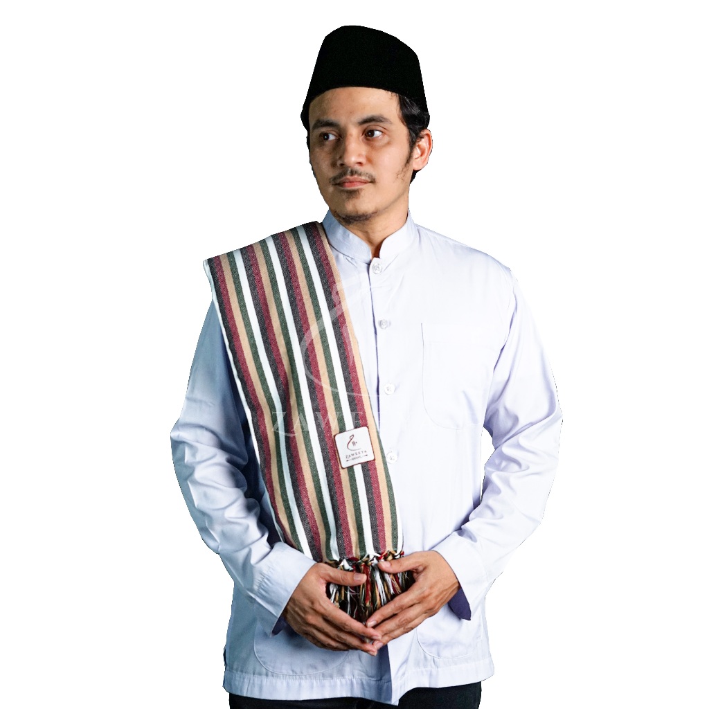 ZAWEEYA Sorban SYAMI – Tenun Rayon Premium Motif Garis Lembut