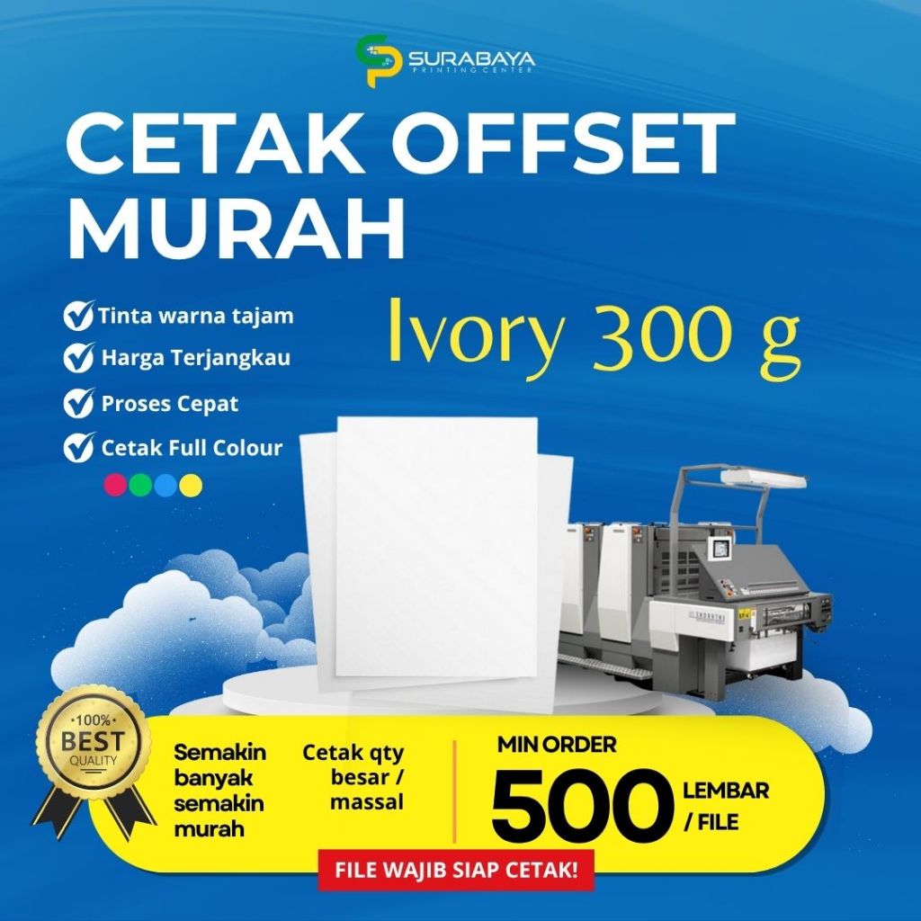 

CETAK OFFSET MURAH - KERTAS IVORY 300G CETAK FULL COLOUR