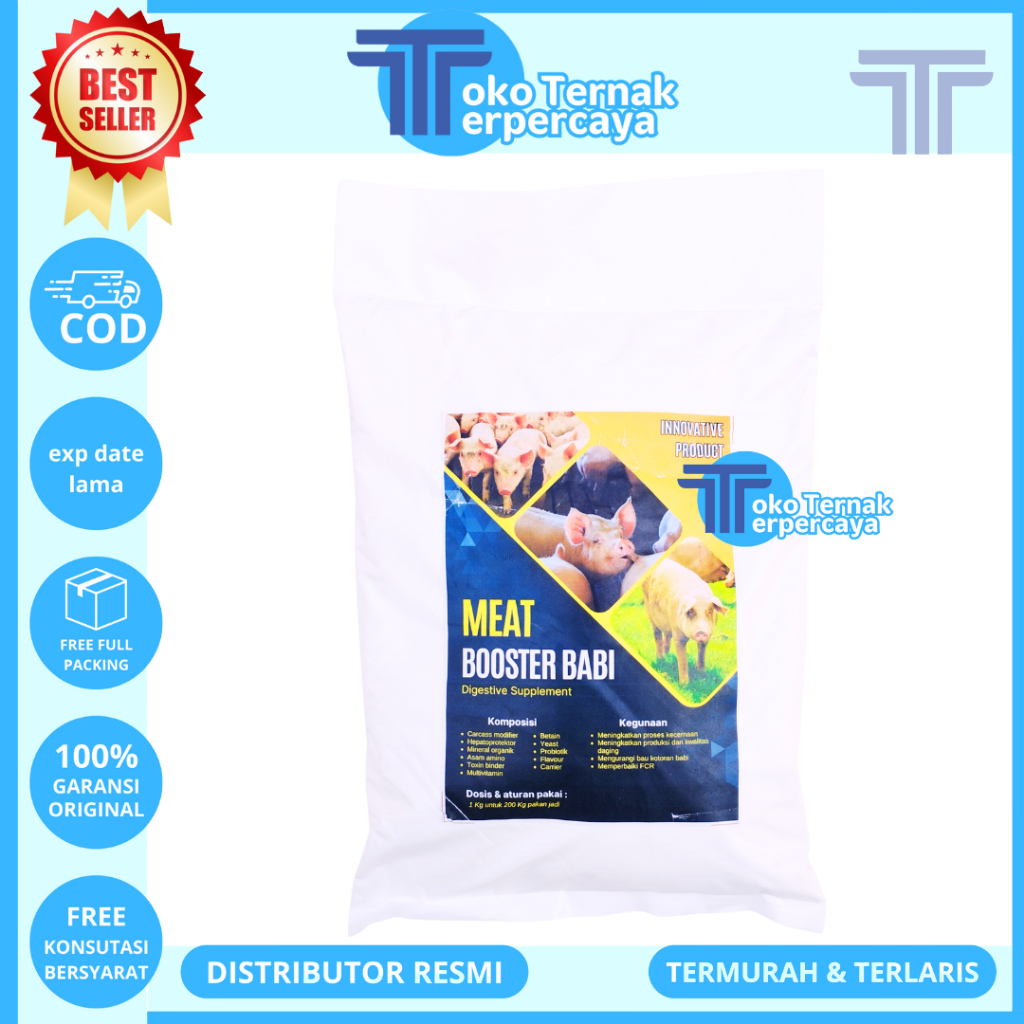 MEAT BOOSTER BABI 1 KG - Premix Babi Pemacu Pertumbuhan Penggemukan & Karkas Modifier