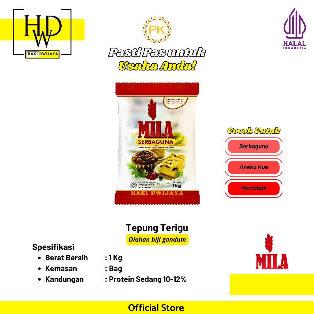 

[1kg] Mila Tepung Terigu Protein Sedang Serbaguna Cocok untuk Kue, Gorengan & Makanan Harian