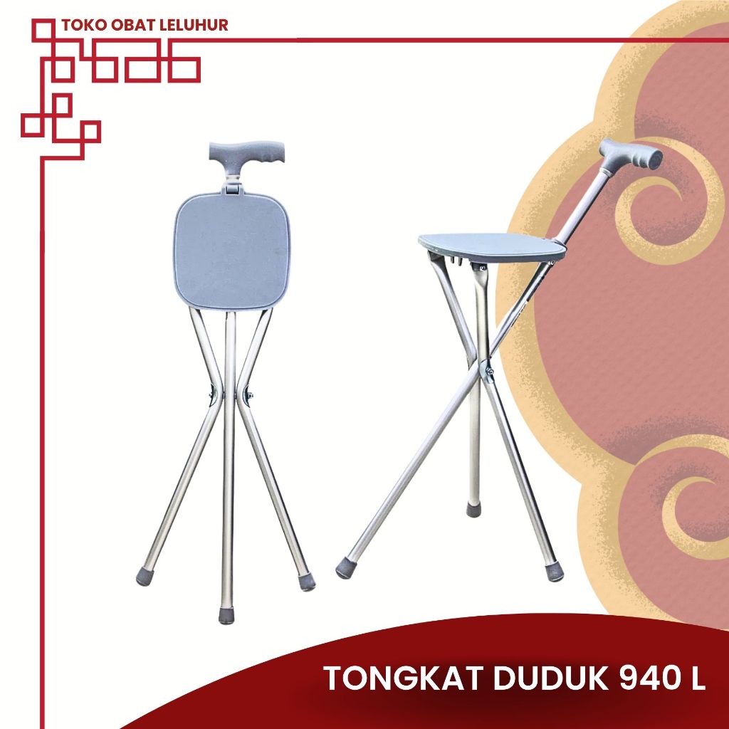 Onemed Tongkat Duduk Lipat Lansia Kursi Tongkat Lipat Portable