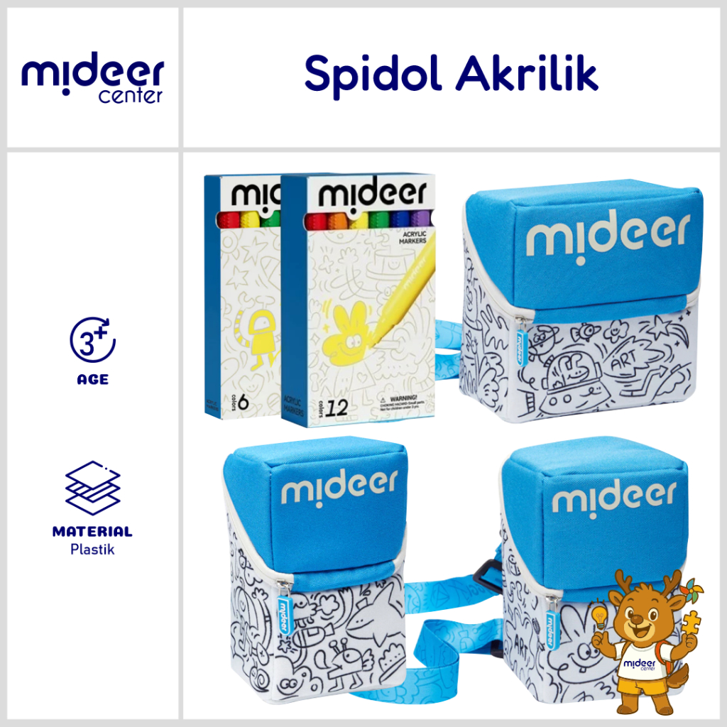 

Mideer Spidol Akrilik Anak Set Spidol Warna Dengan Tas Portabel