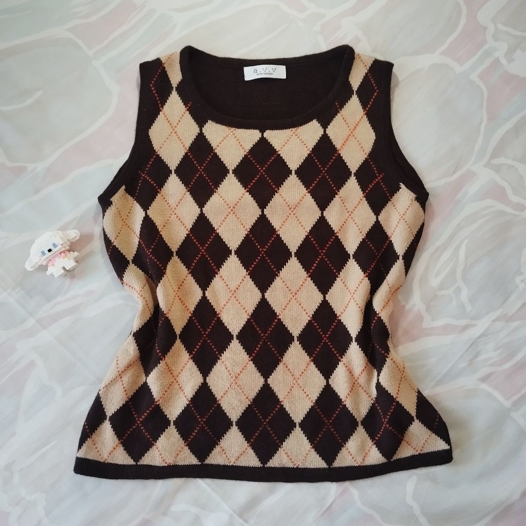 Brown Argyle Vest