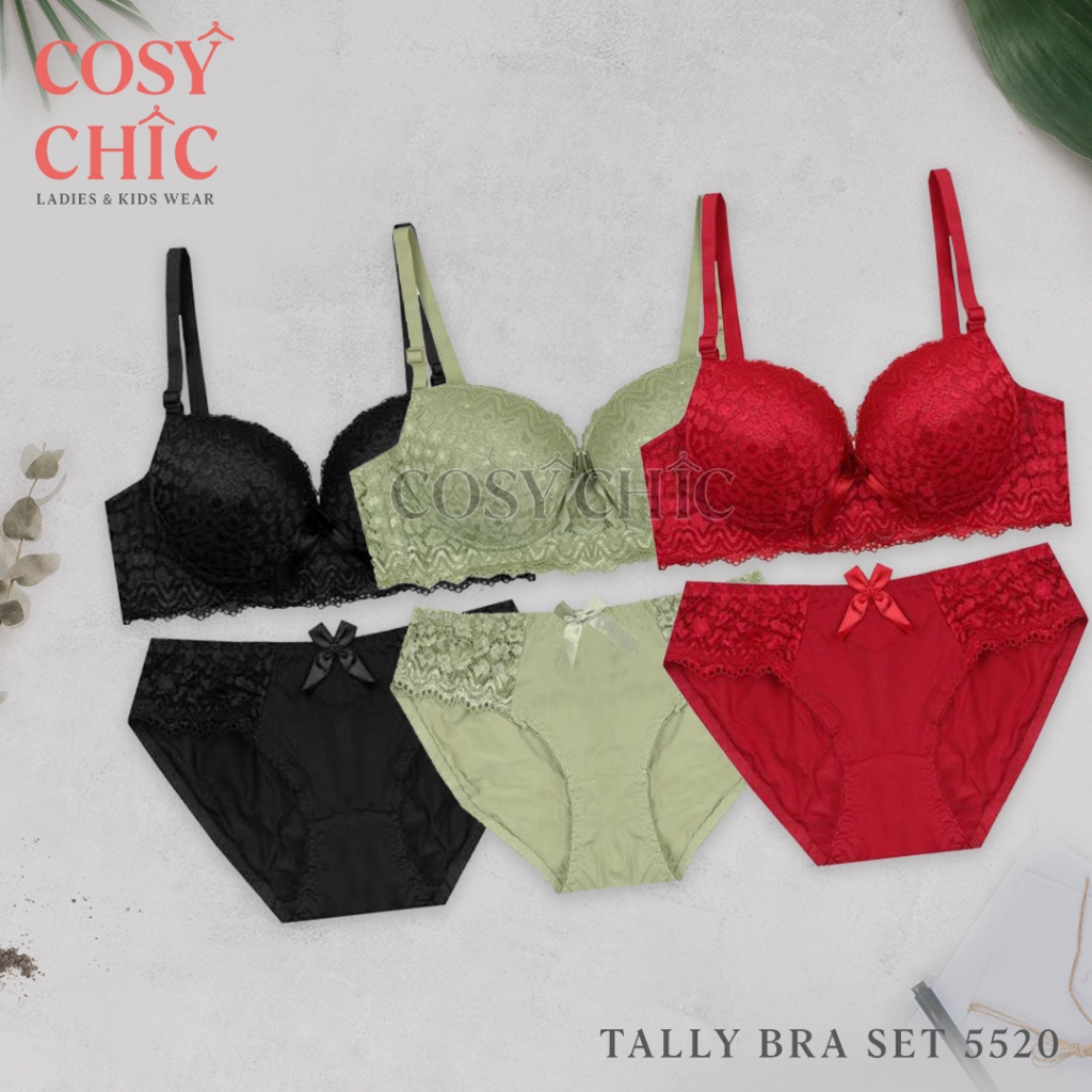 [COSY CHIC] Tally Bra BH Set CD 5520 | Brokat Renda | Busa Tipis | Cup A - B | Kawat | Kait 3 | Size