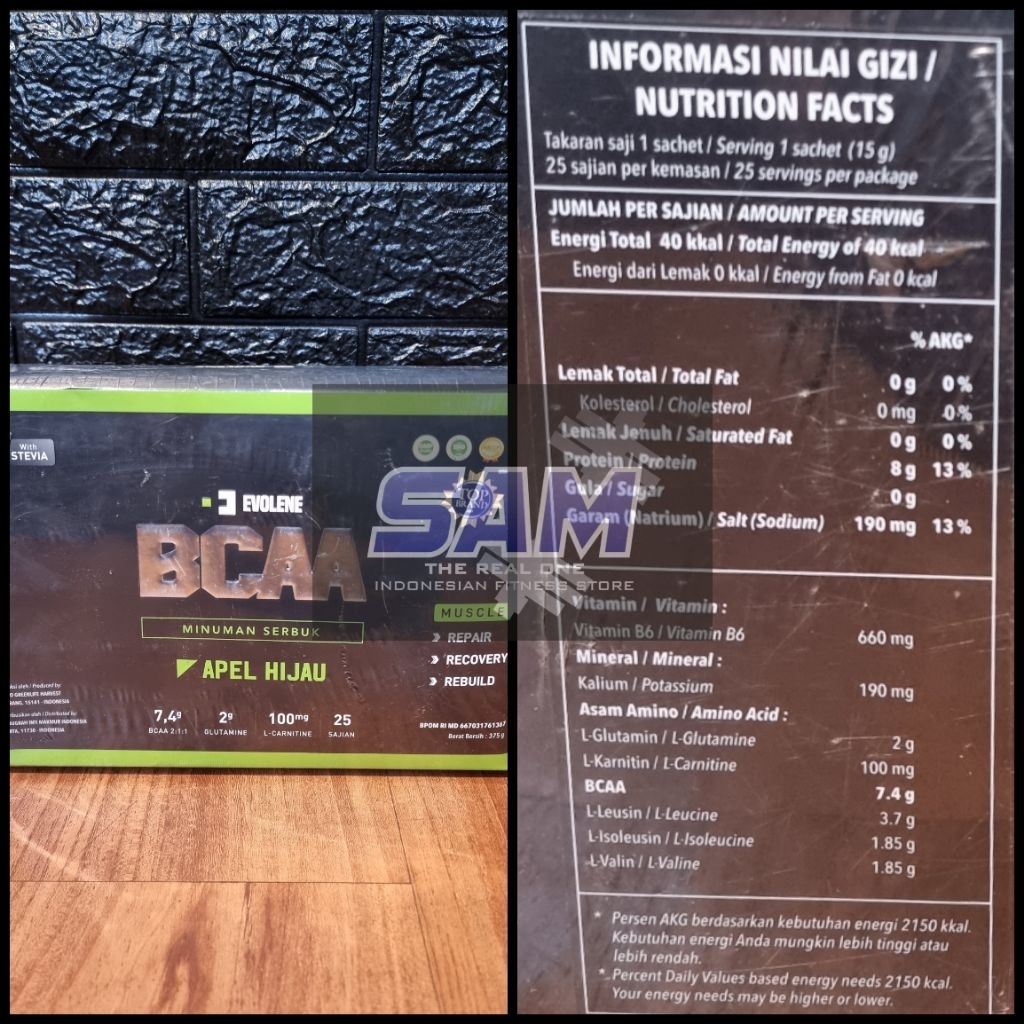 Suplemen Fitness EVOLENE BCAA 25 sachet serving Powder Malang