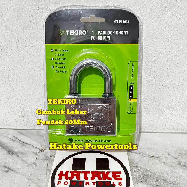 Gembok TEKIRO Putih 60MM LEHER PENDEK - Gembok Pendek Chrome Padlock Short Top Security GT-PL1434