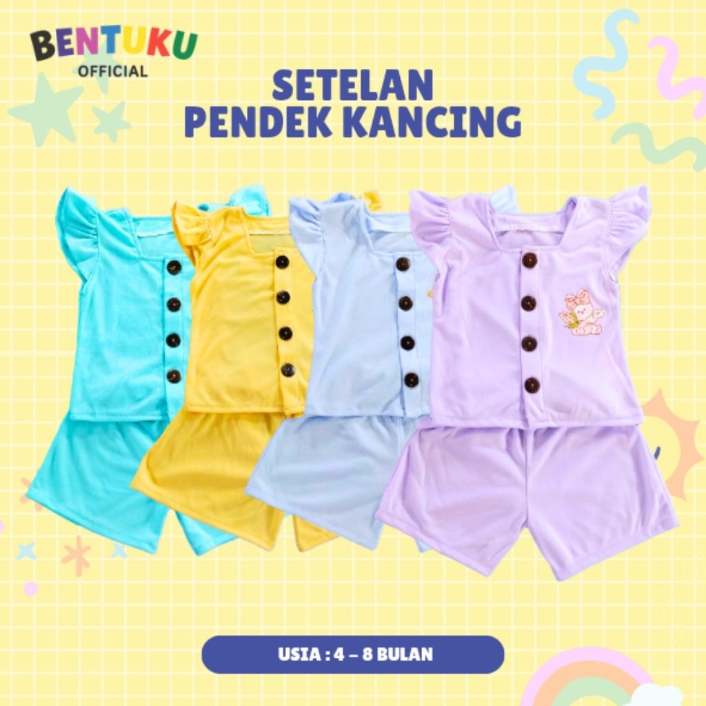 BAJU SETELAN ATAS BAWAH BAYI BABY ANAK 4-8 BULAN BAHAN KATUN ADEM | MODEL KANCING BATOK