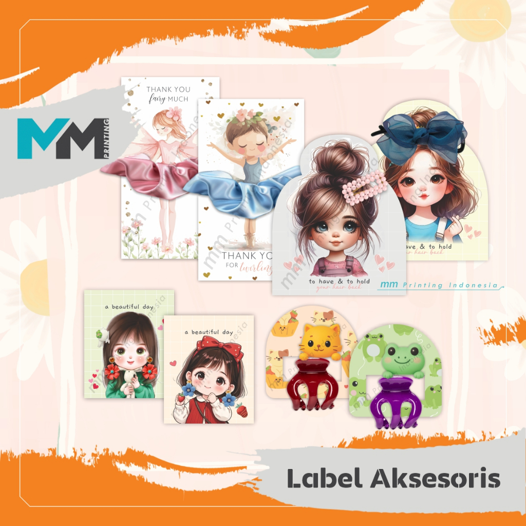 [isi 20]Label Aksesoris/Label scrunchie/Label Jepit rambut/Label anting/Label Jedai/Label gantung ak