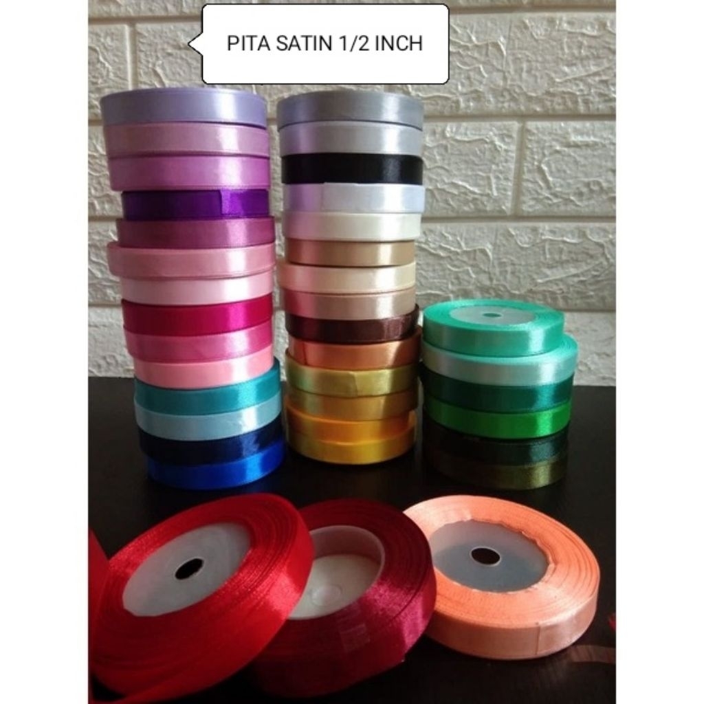 

Pita satin 1/2 Inch ( 1,25 cm) / pita buket kecil / pita kecil