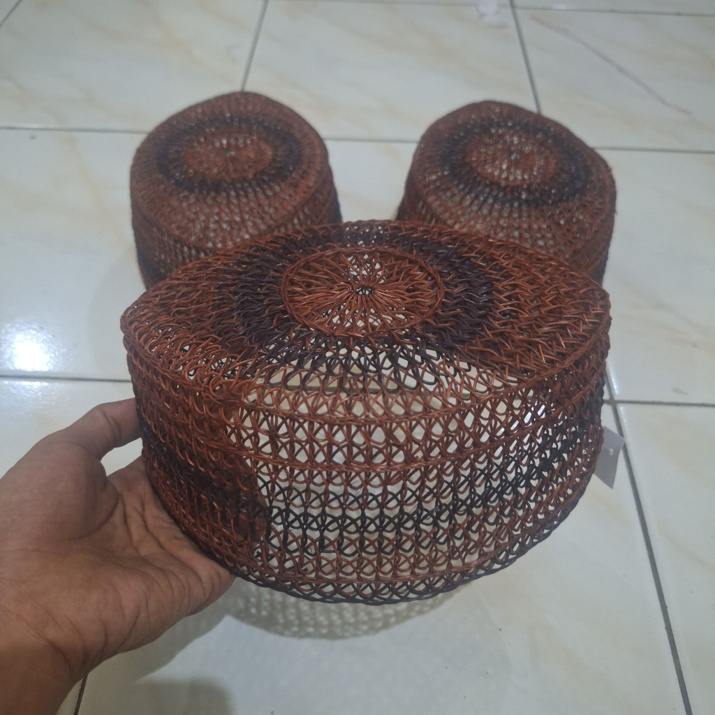 Peci rotan Akar jangang motif terbaru Peci Kalimantan