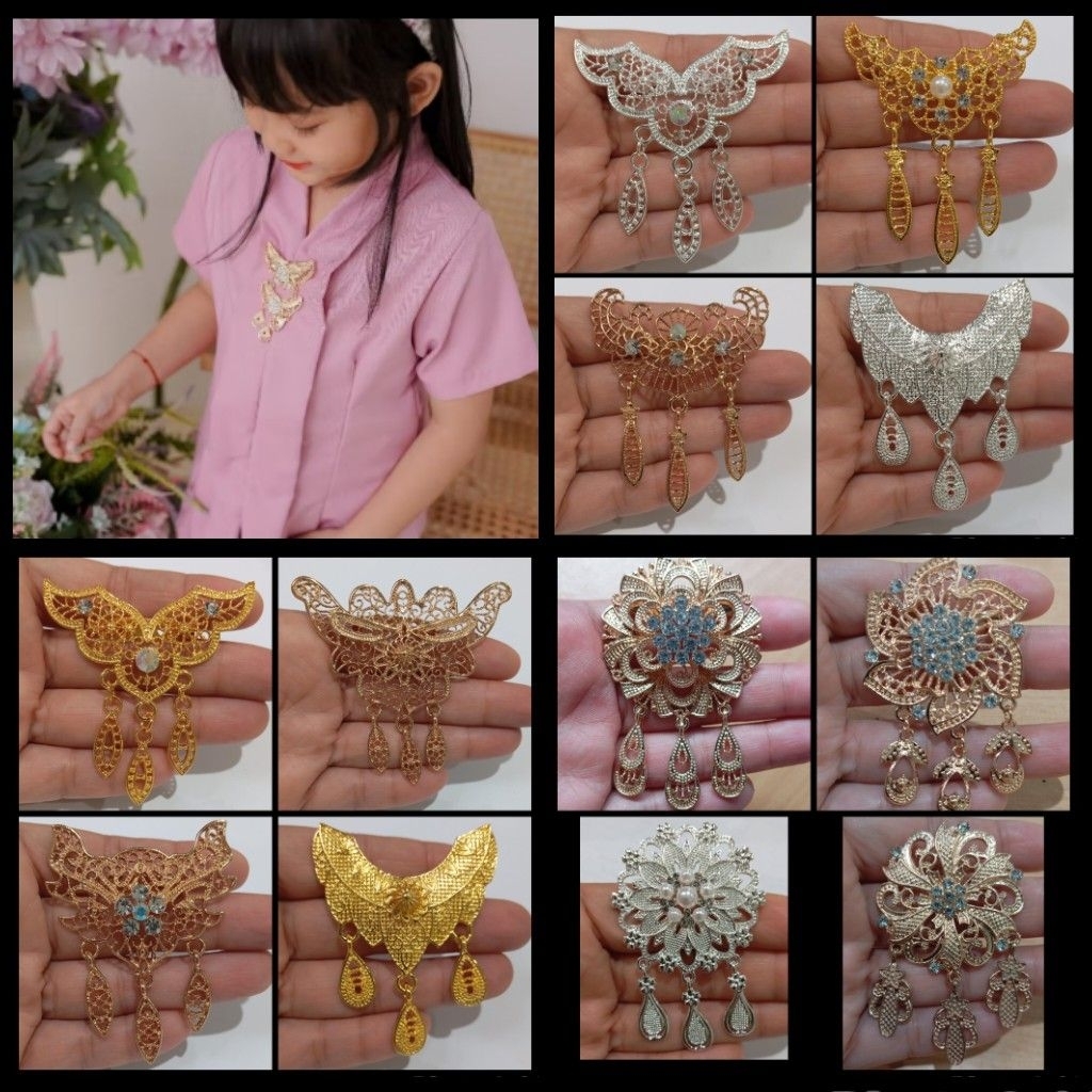 bros kebaya anak, Bros jurai, bros dada hijab, aksesoris kerudung kebaya