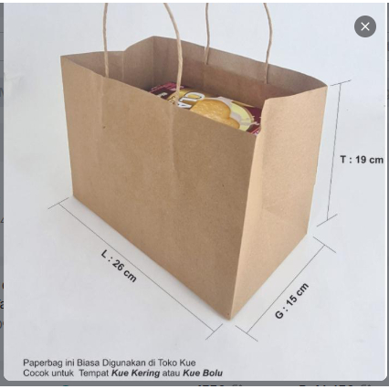 

Paperbag SOS L Coklat 26X15X19cm + Tali 125 GSM.