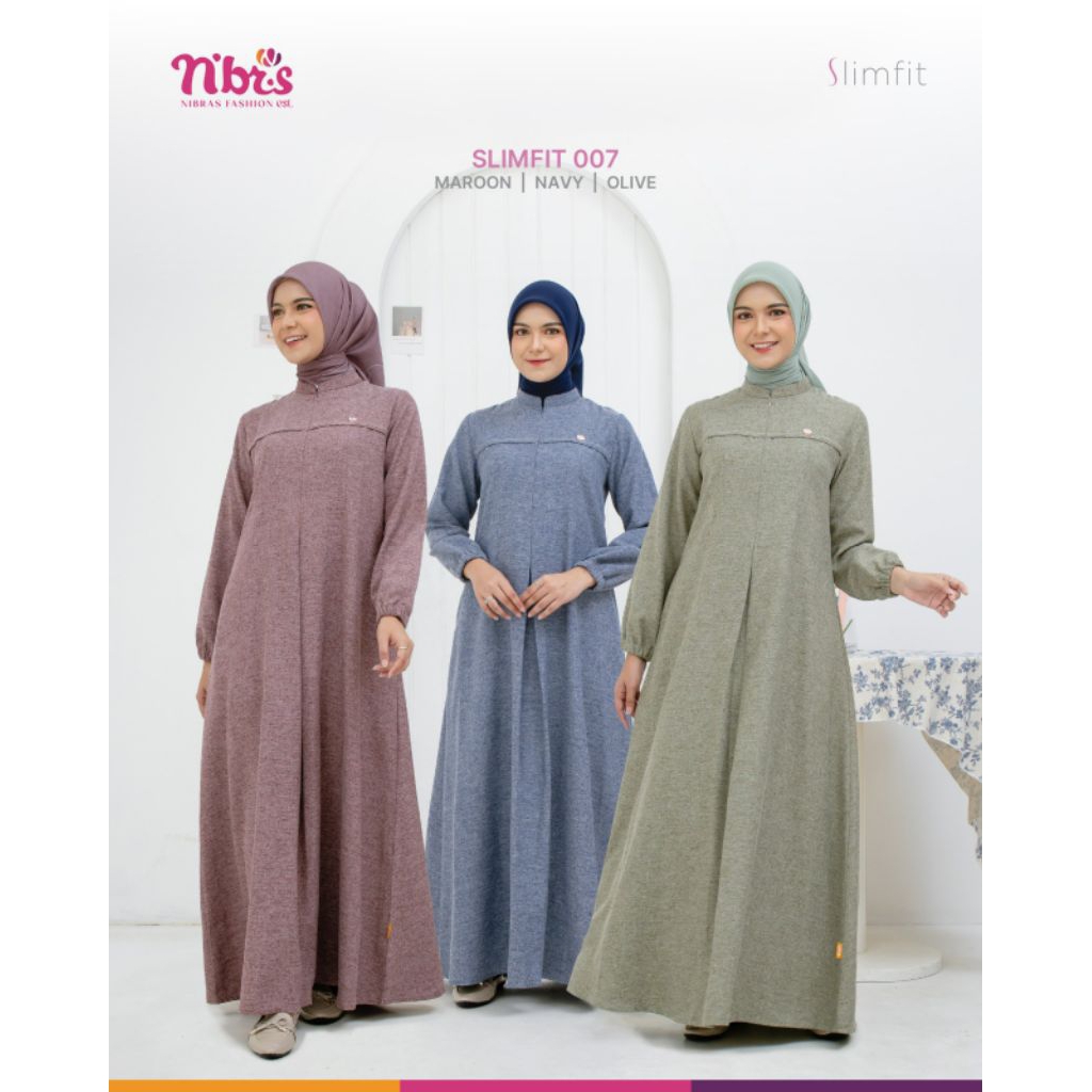 GAMIS NIBRAS SLIMFIT 007 MAROON NAVY OLIVE GAMIS PREMIUM ORI NIBRAS