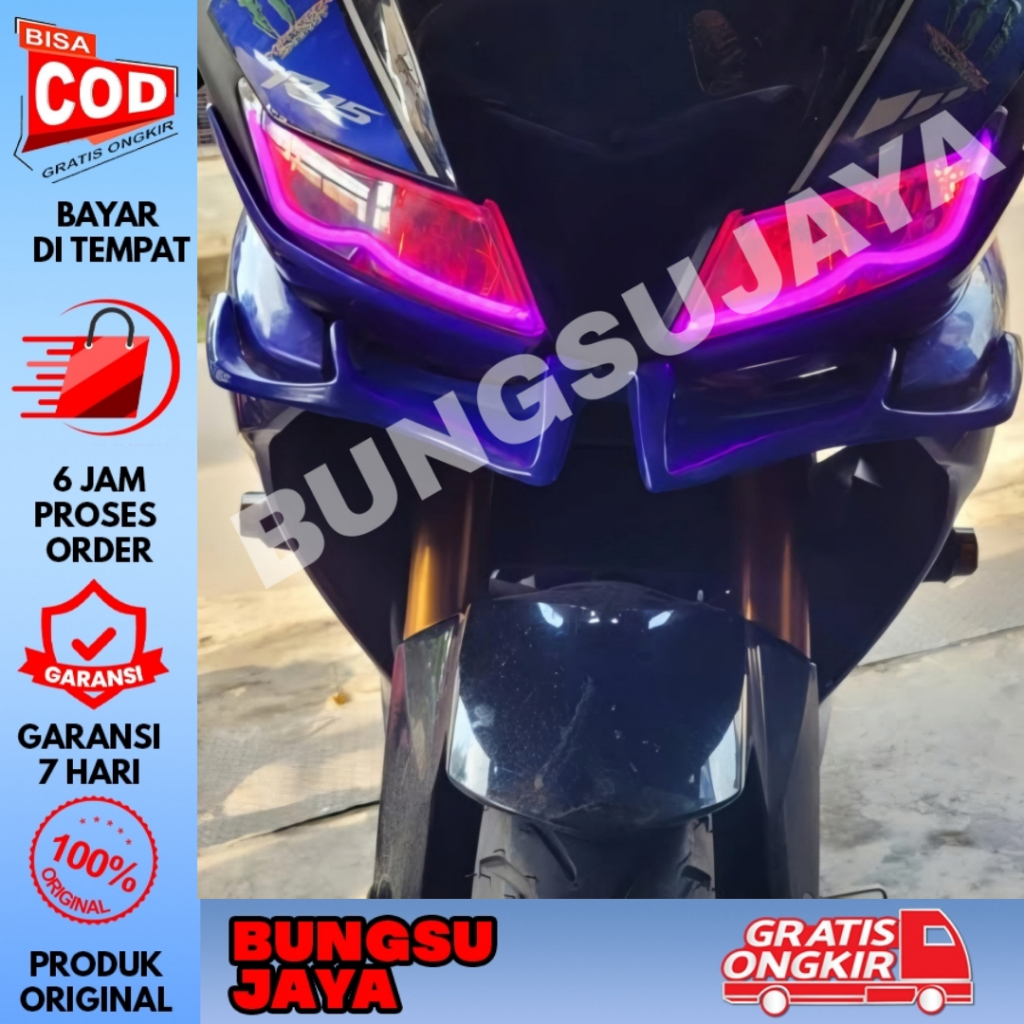 SATU PAKET LAMPU ALIS DRL YAMAHA R15 V3 SIAP PASANG BONUS DEMON EYE BERKUALITAS TIDAK BERBINTIK
