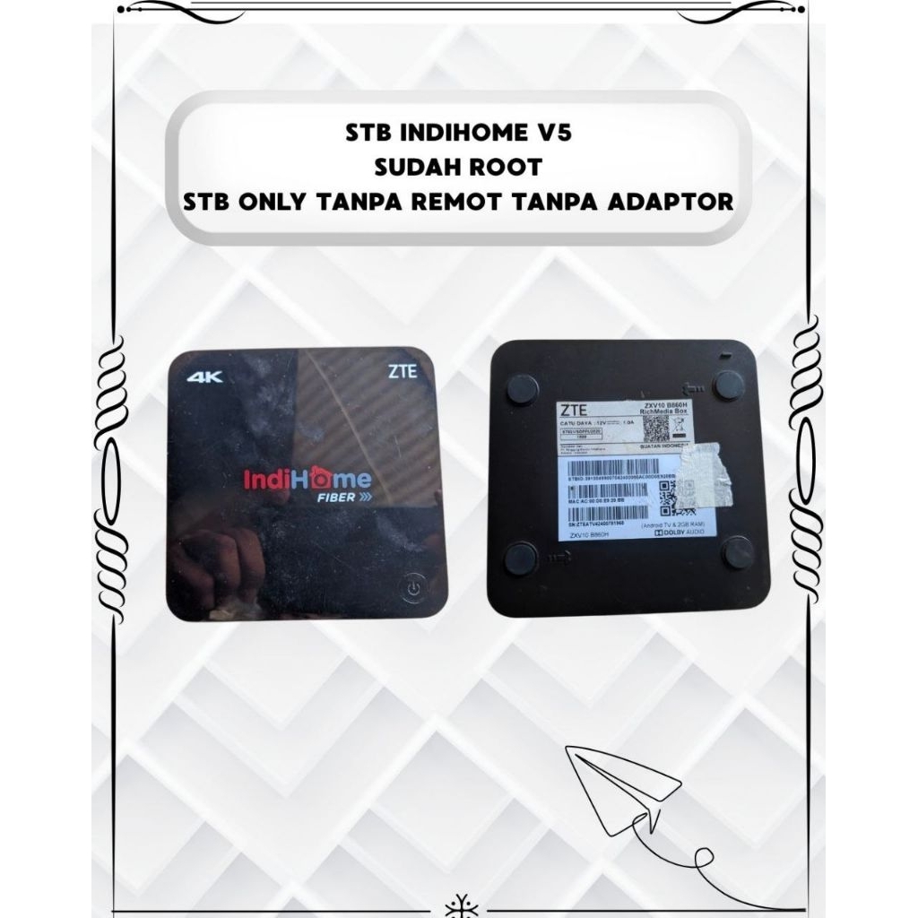 STB INDIHOME V5 SUDAH ROOT, STB ONLY TANPA REMOT TANPA ADAPTOR