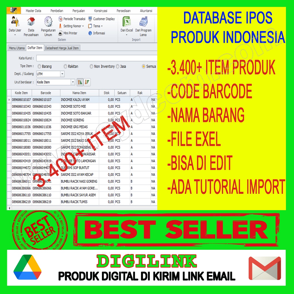 IMPORT 3.400 ITEM IPOS4 IPOS5 DATABASE PRODUK INDONESIA