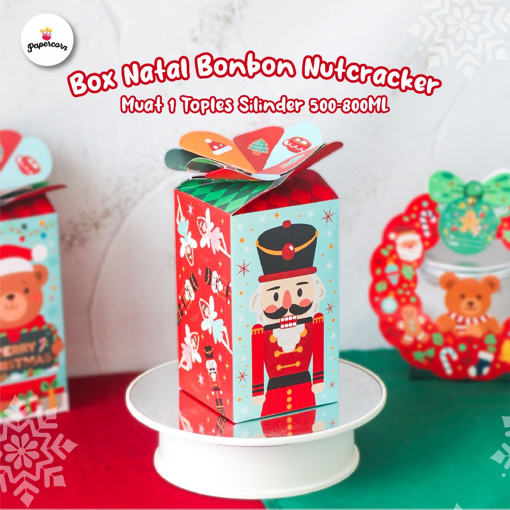 

10 Pcs Box Natal Bonbon-Nutcracker muat 1 Toples 500-800ml+Freetag 9x9x16cm