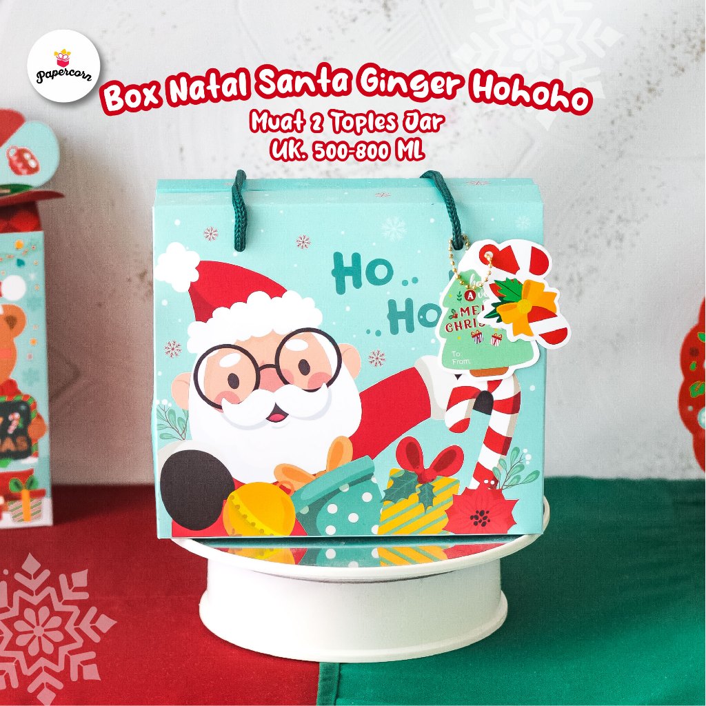 

10 Pcs Gable Box Natal 2 Toples- Santa Ginger hohoho + Freetag (Sesuai Ketersediaan)19x10x11cm