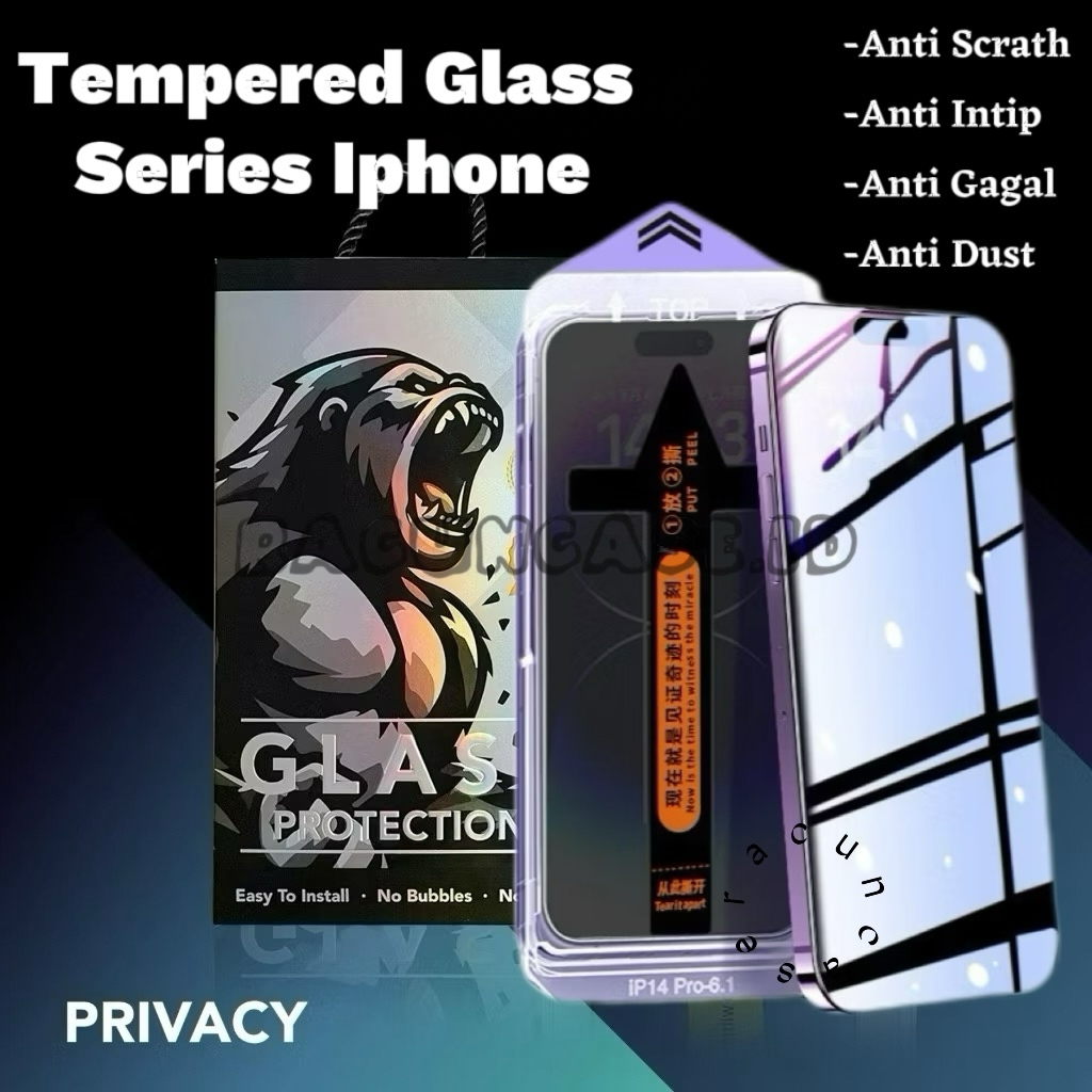 (Anti Dust) Tempered Glass Privasi/Bening Auto Align Anti Gagal Screen Protector For IP 7 8 X XS MAX