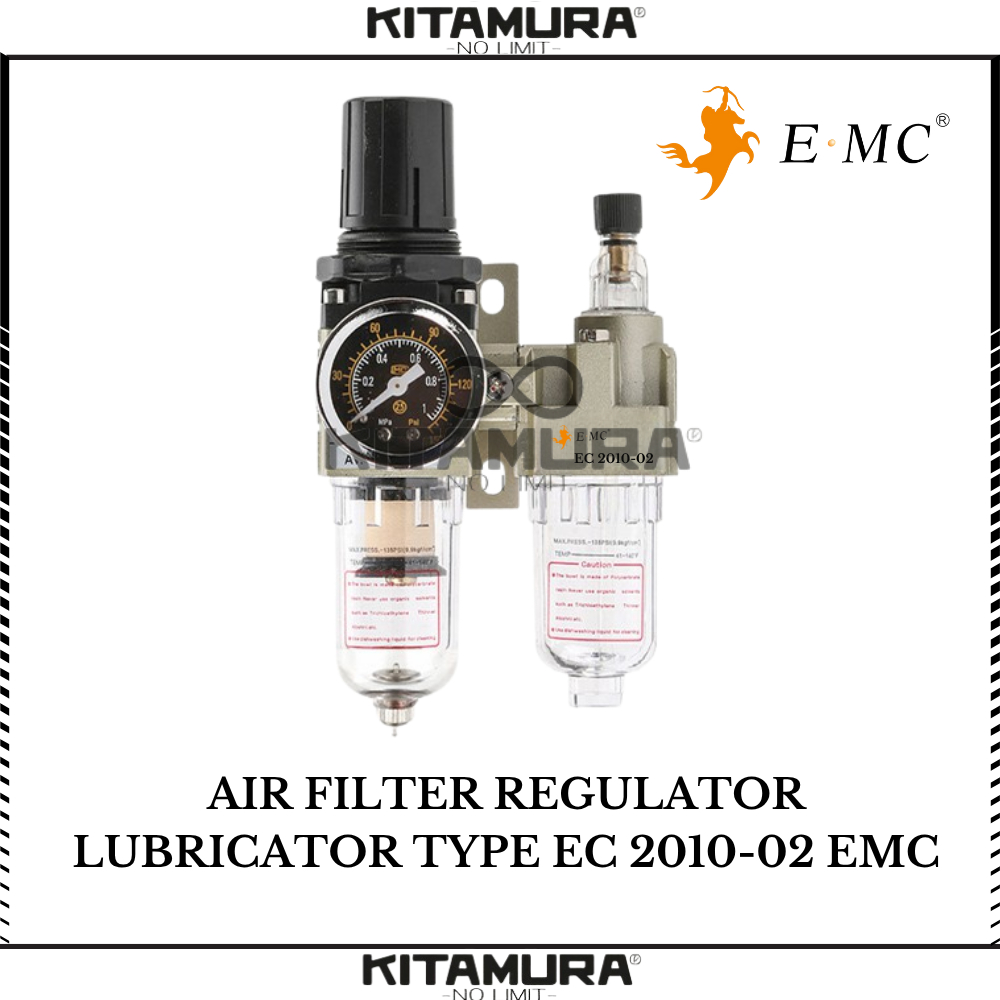 EC2010-02 EMC Air Filter Regulator Lubricator Pneumatic 2 Baris 1/4" AIr Unit FRL EC 2010-02