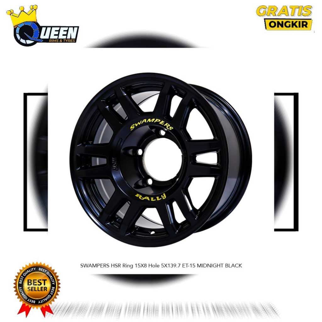 pelek racing ring 15 lubang 5 - velg hsr wheel SWAMPERS R15X8 pcd 5X139,7