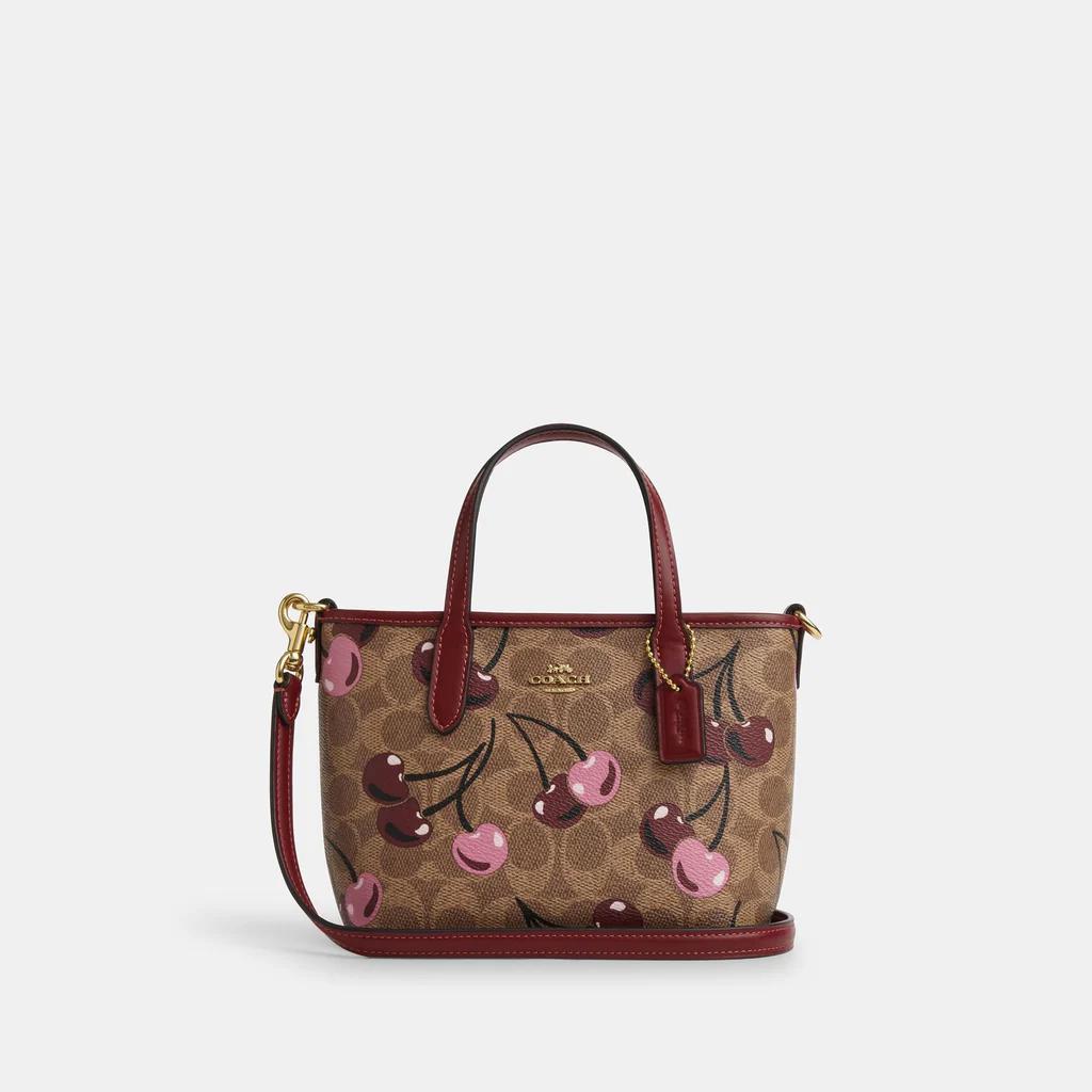 COACH City Mini Tote Bag In Signature Canvas With Cherry Print