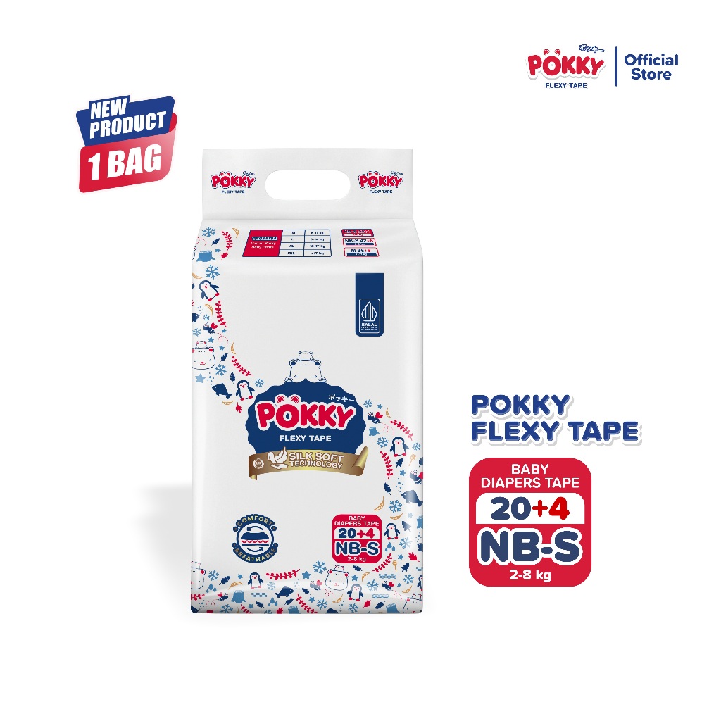 POKKY POPOK PEREKAT POKKY FOR NEW BORN-S ISI 20+4 | Baby Diapers Lembut untuk Bayi Baru Lahir