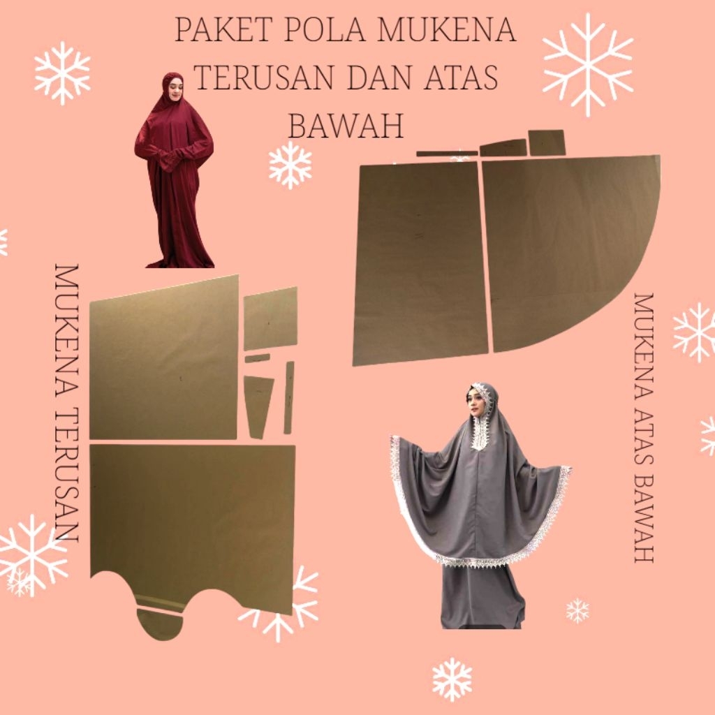 Paket Pola mukena terusan dan mukena setelan atasan bawahan