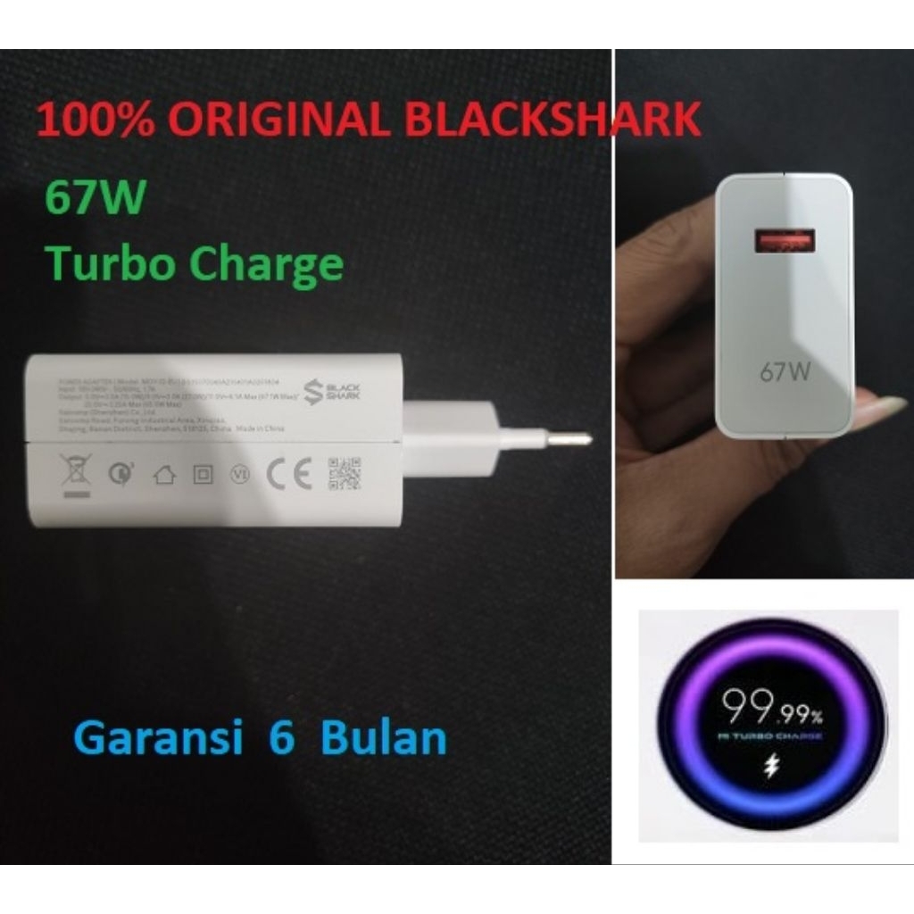Xiaomi Black Shark Adaptor Charger 67W Turbo Charger Original 100% Copotan