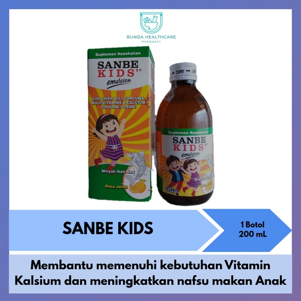 Sanbe Kids Emulsion | Vitamin Kalsium untuk Tulang dan Meningkatkan Nafsu Makan Anak