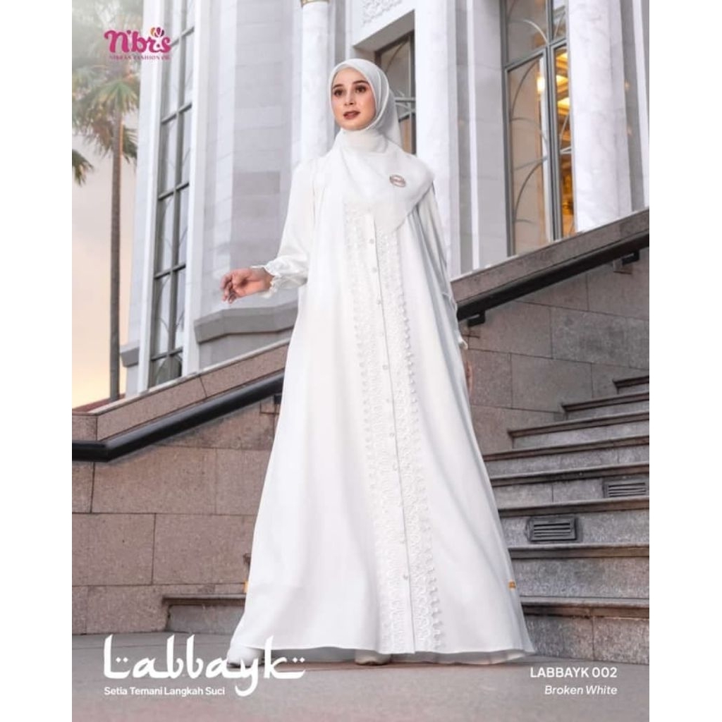 NIBRAS LABBAYK 001 WHITE GAMIS NIBRAS PUTIH GAMIS
