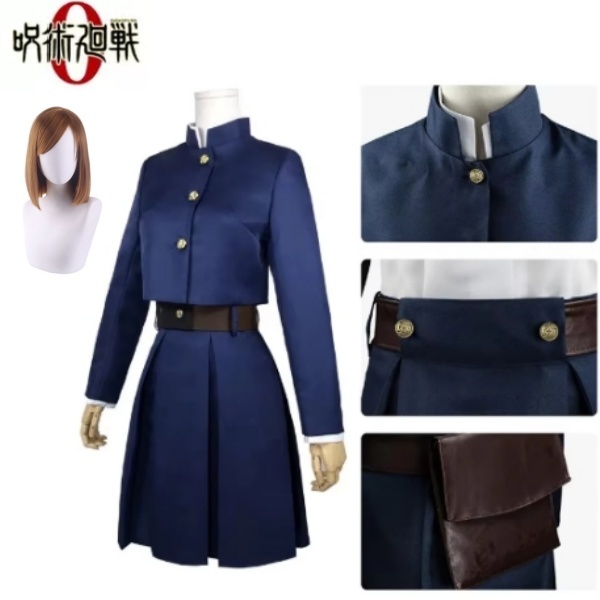 Anime Jujutsu Kaisen Kostum Cosplay Kugisaki Nobara Gadis Gaun Pakaian Seragam Wik
