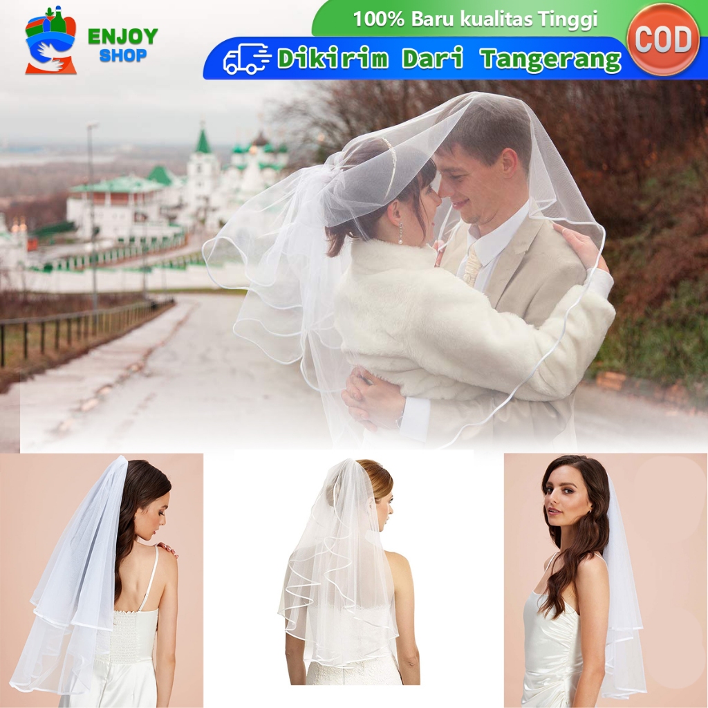 Preweding Wedding Veil Putih Veil Pengantin Kerudung Pengantin Sepinggang Long Veil Bride Veil