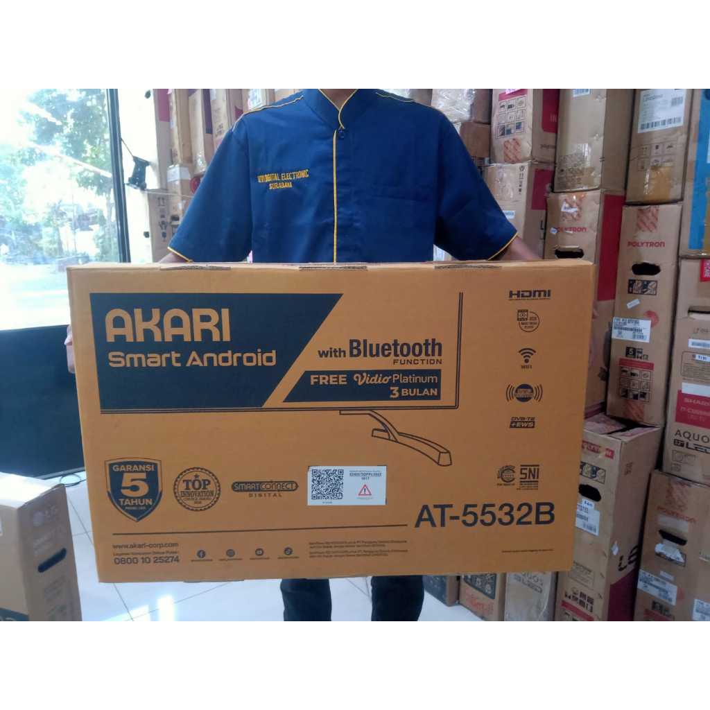 [+free palet kayu] BARU AKARI Smart Android TV LED 32 Inch Digital WiFi USB HDMI DVB-T2 AT-5532B