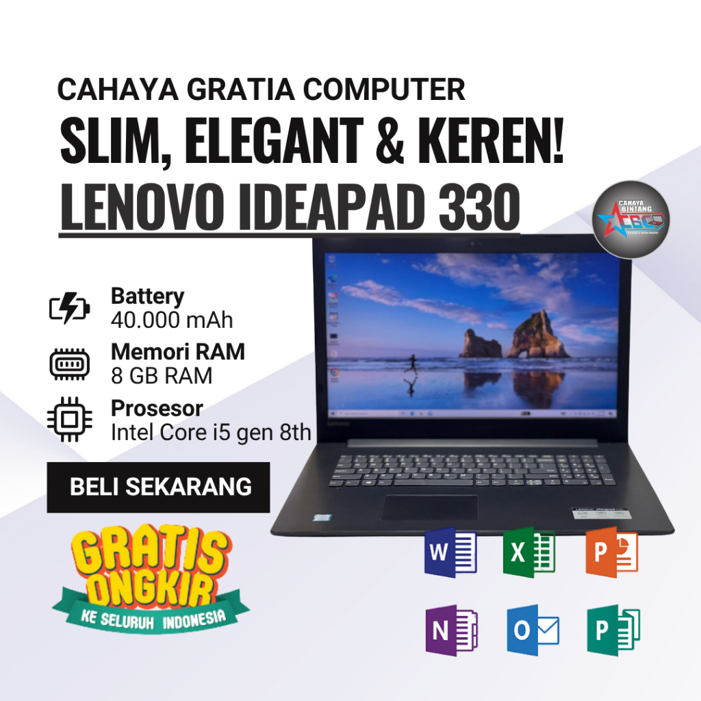 LENOVO IDEAPAD 330 CORE I5-8250U RAM 8GB SSD 256GB 1.8GHz