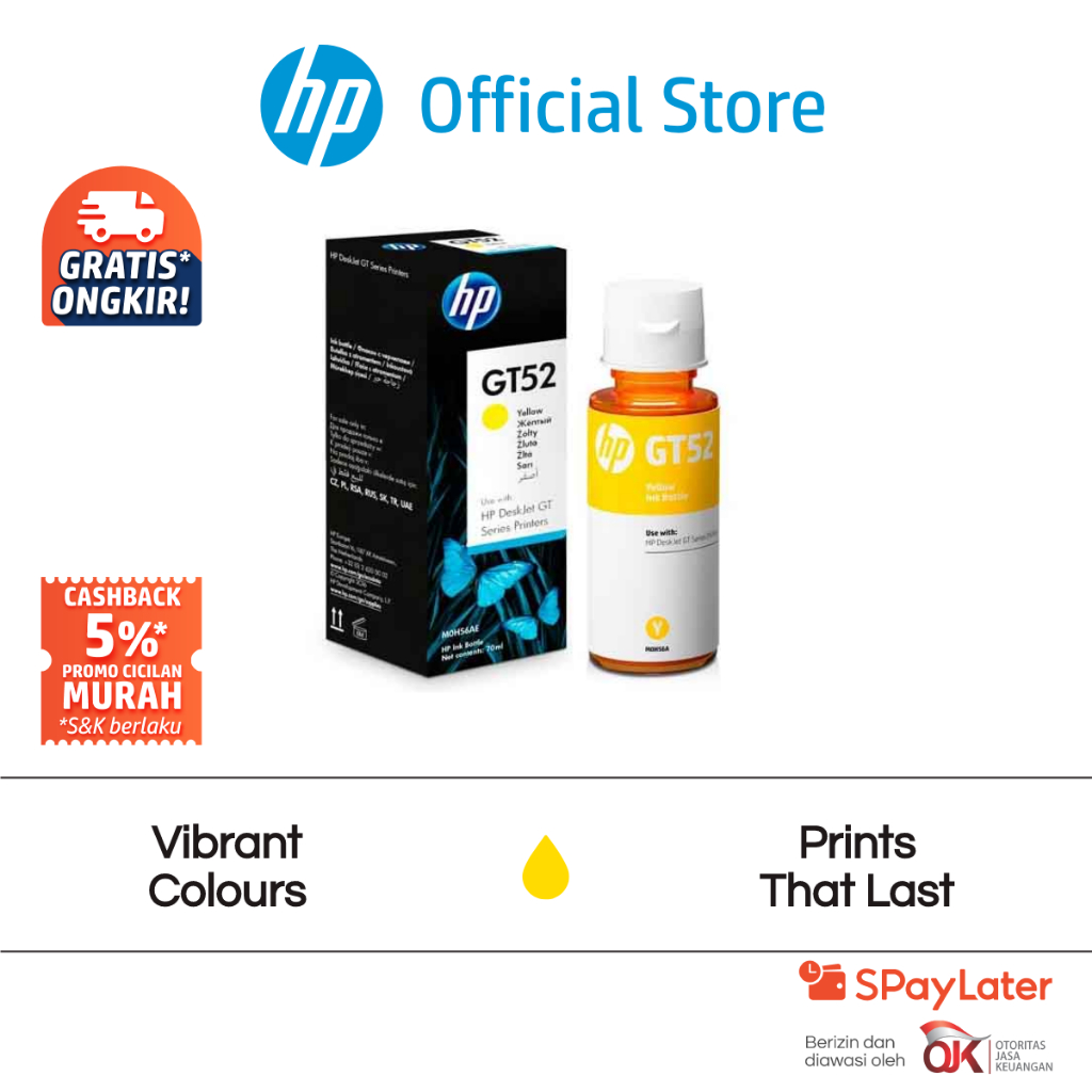 Tinta Printer HP Original GT52 Yellow / Cyan / Magenta / GT53 Hitam / Smart Tank 670 , 720 , 750 , 5