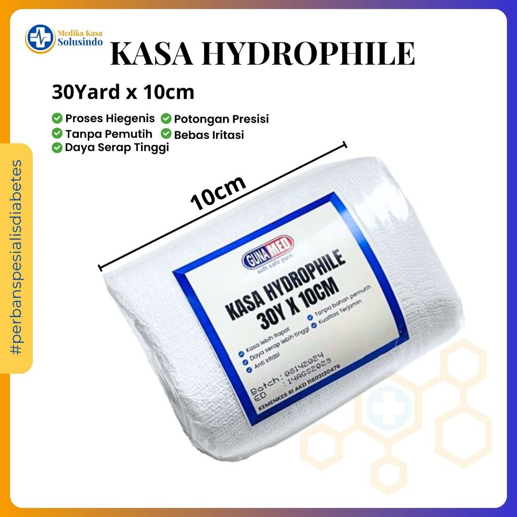 GUNAMED KASA gulung 30X10/PERBAN GULUNG/PERBAN POTONG/PERBAN ROL/ kasa steril 30yard x 10cm / Kasa H