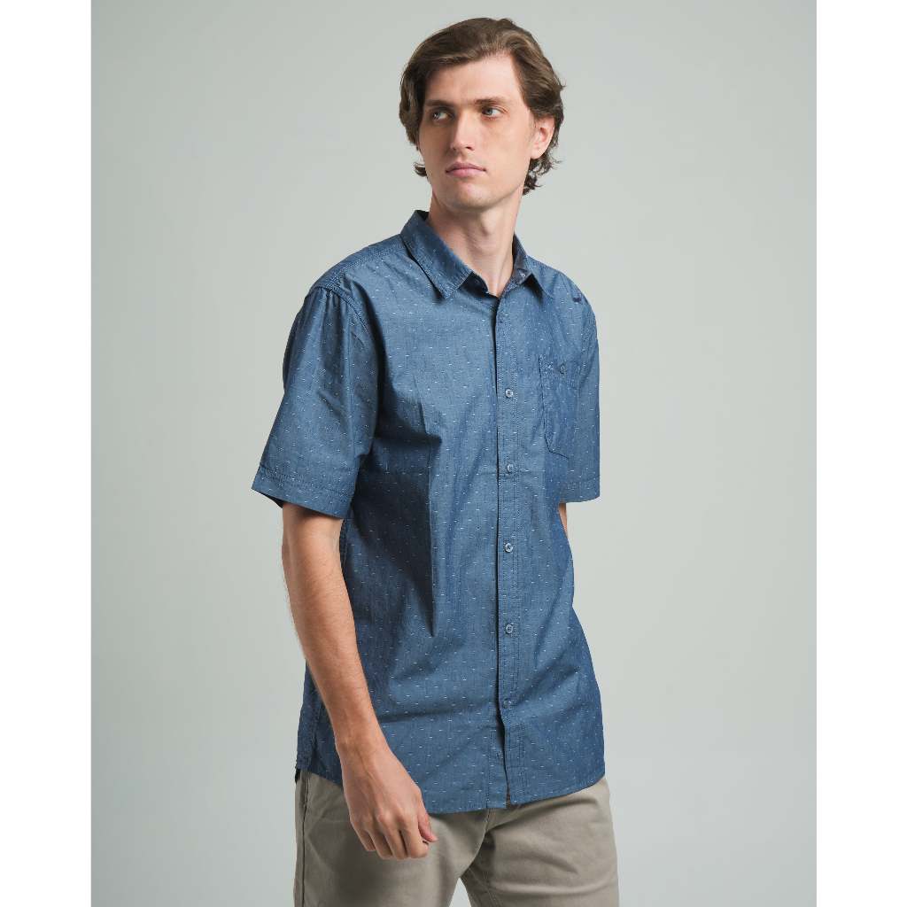camel active Men's Dobby Cotton Short Sleeve Shirt