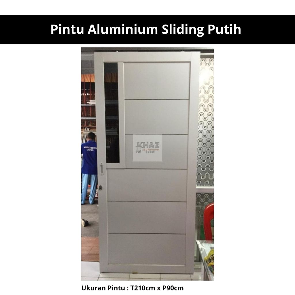 Pintu Sliding Aluminium Full Tanpa Kaca 210x90 – Elegan, Pintu Geser Tahan Karat