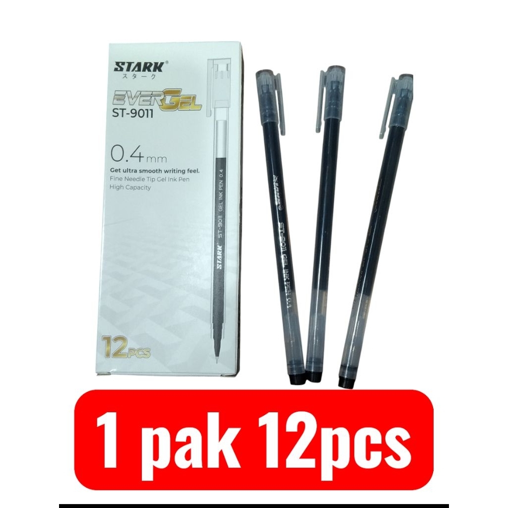 

stark pulpen ballpoin bolpoin gel hitam 1pak 12pcs