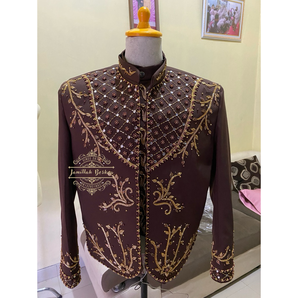Beskap pengantin || Beskap pria jawa || Beskap coklat mahogany || Beskap solo jawa || Beskap pengant