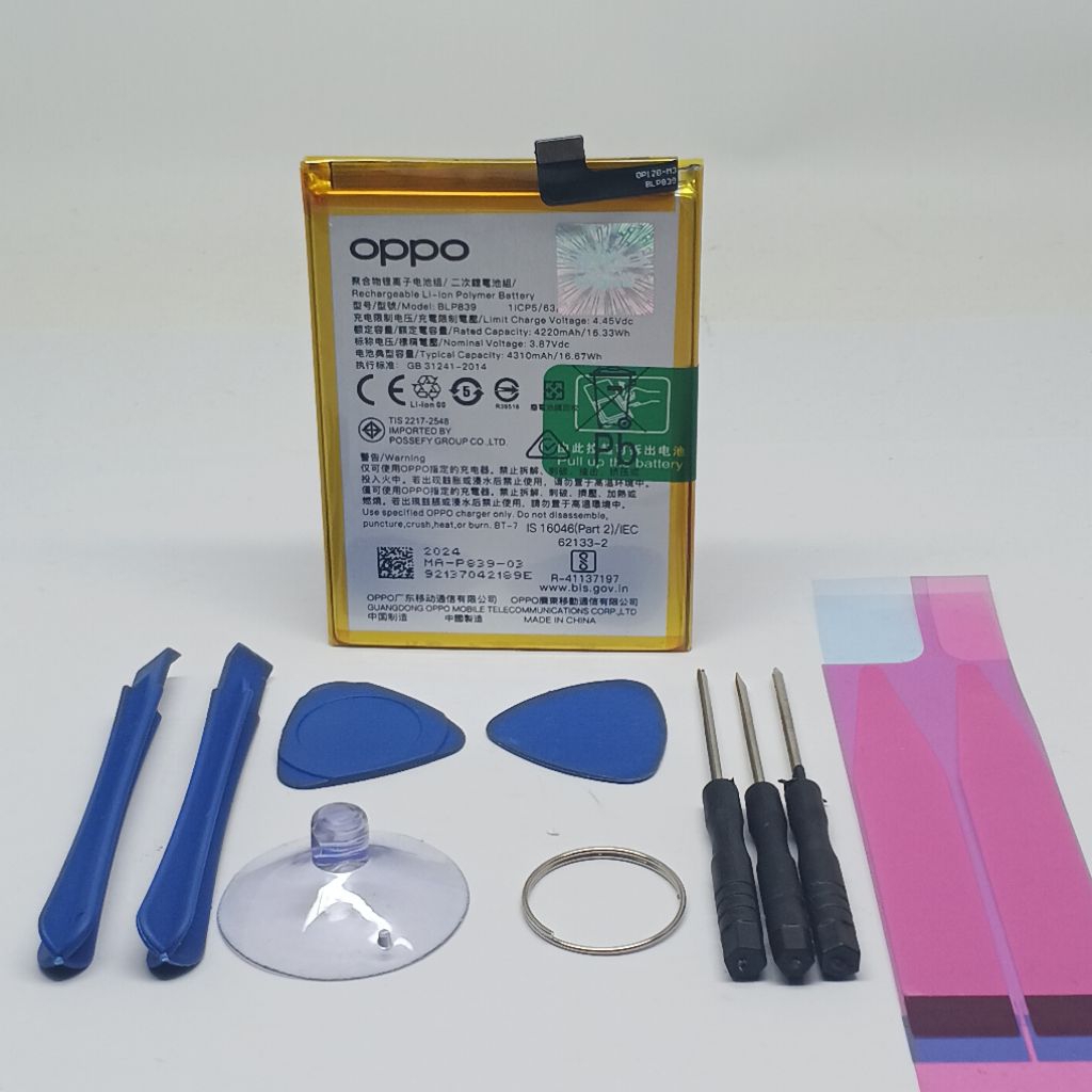 BATREAI BATRE OPPO A95 5G BLP839 ORIGINAL BONUS OBENG HP + LEM HP