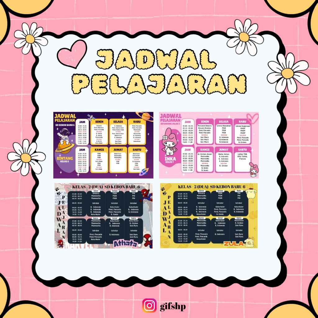 

Jadwal Mata Pelajaran Custom