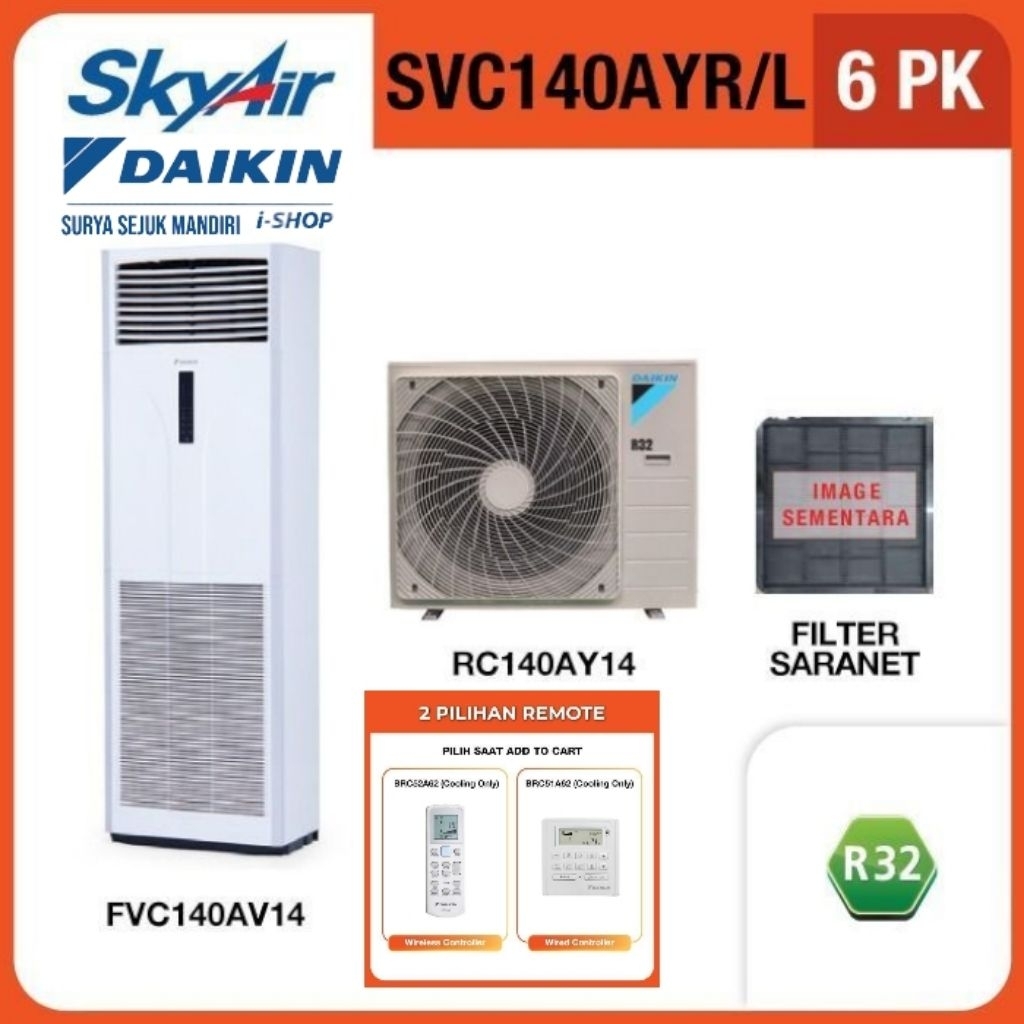 DAIKIN AC FLOOR STANDING 6PK 3PHASE R32 SVC140AYL