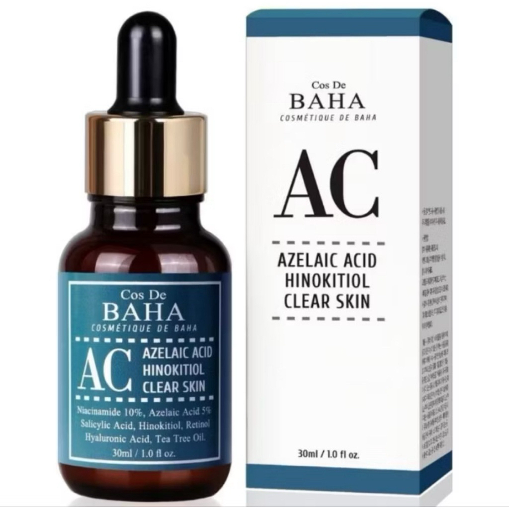 Cos De BAHA (AC) 30ml - Alcohol Free Acne Treatment Intensive Facial Serum with Azelaic acid 5%, Nia