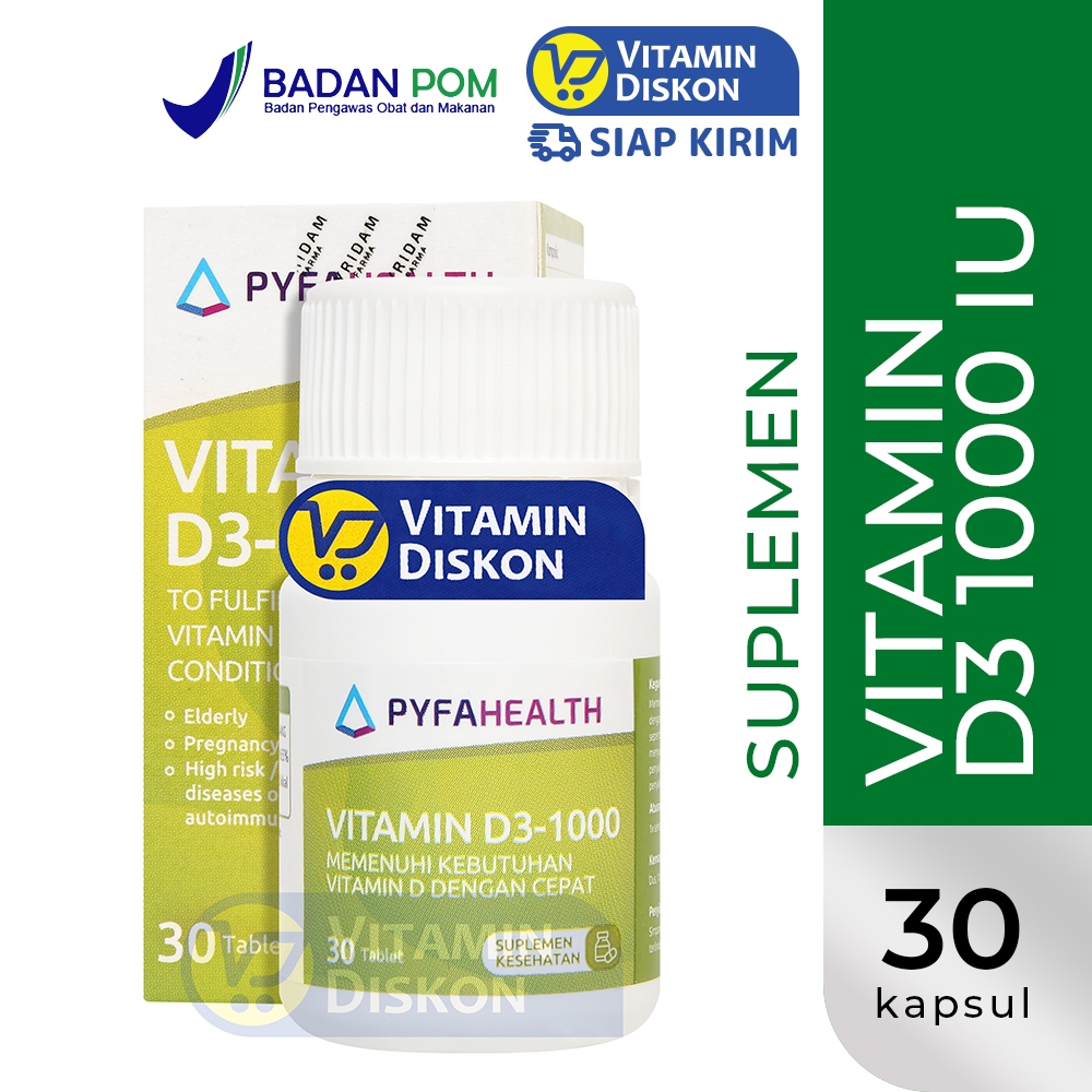PYFAHEALTH VITAMIN D3 1000 IU 30 TABLET | Suplemen Vitamin D3 1000 IU, Rambut Rontok, Daya Tahan Tub