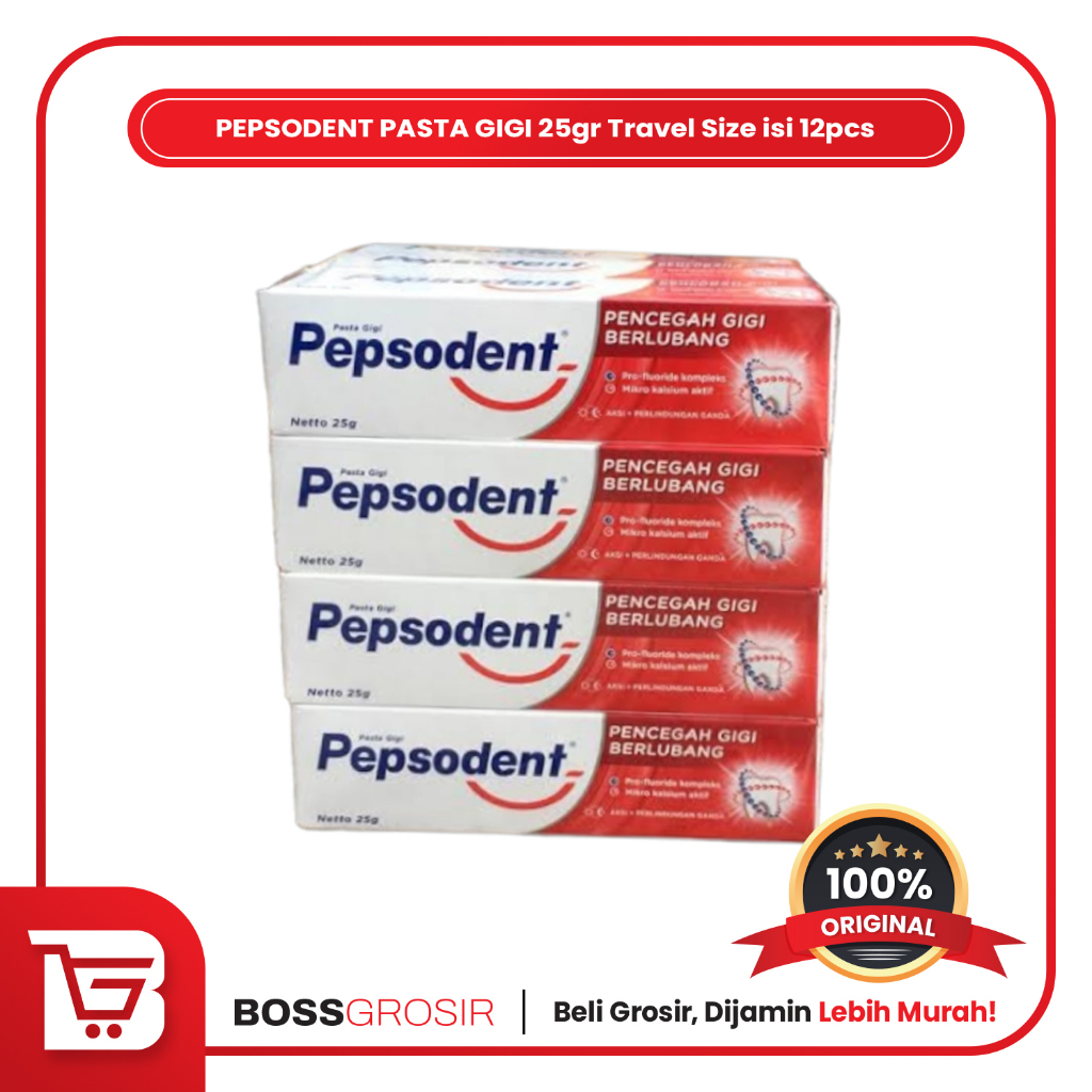 mantoalmarhum - Pepsodent Pasta Gigi Travel Size 25gr 12pcs - Odol Kecil Hemat Untuk Perjalanan