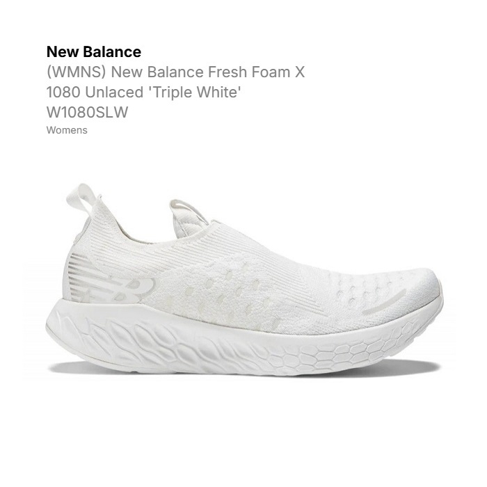 Sepatu Running NB Fresh Foam X 1080 Unlaced Women White Original