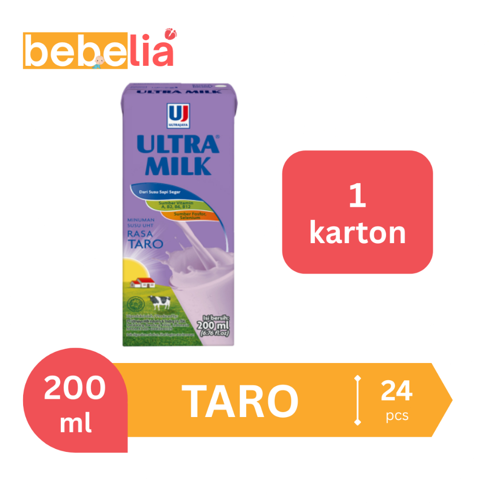 

Ultra Milk Susu UHT Taro 200 ml 1 dus isi 24 pcs
